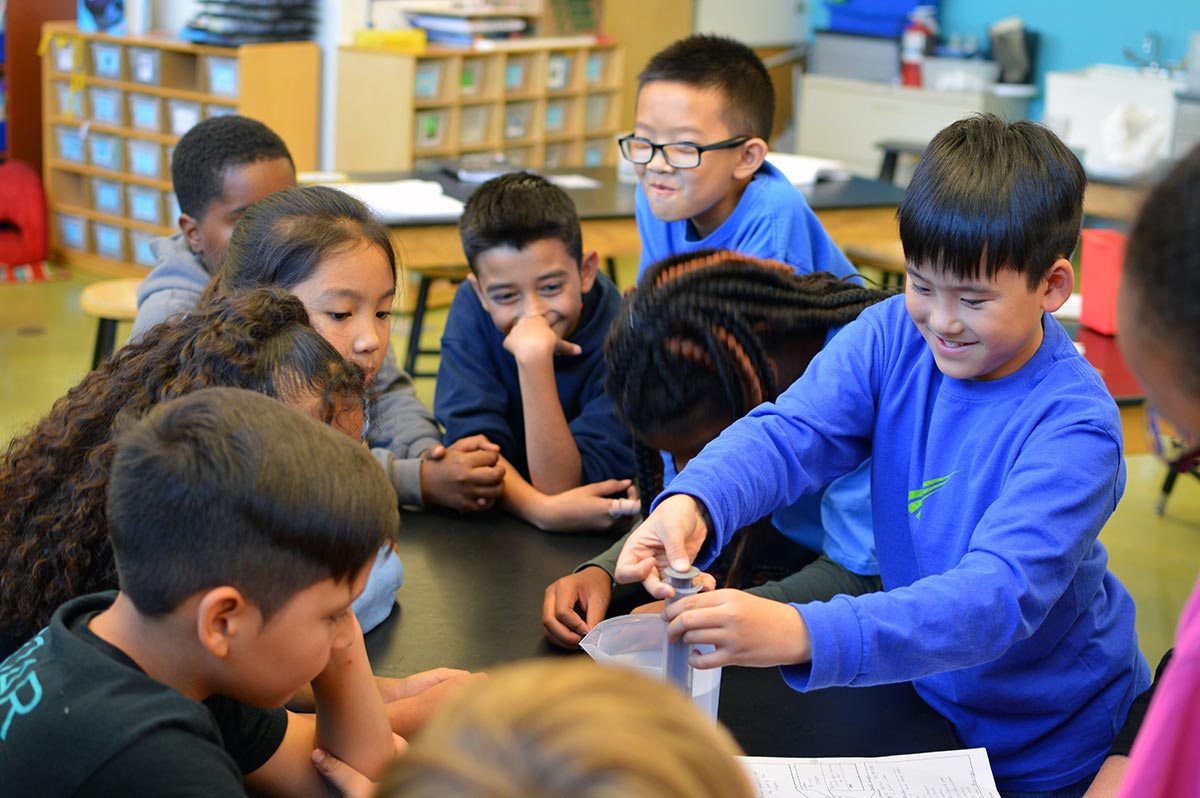 Children working on project together